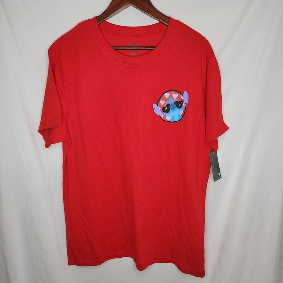 New Disney Men Lilo & Stitch Heart Kisses 2 pc Pajama Set Red Black Loungewear M - Picture 3 of 13